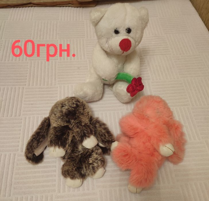 Мягкие зайки натуральный мех, мишка мышка, Одесса