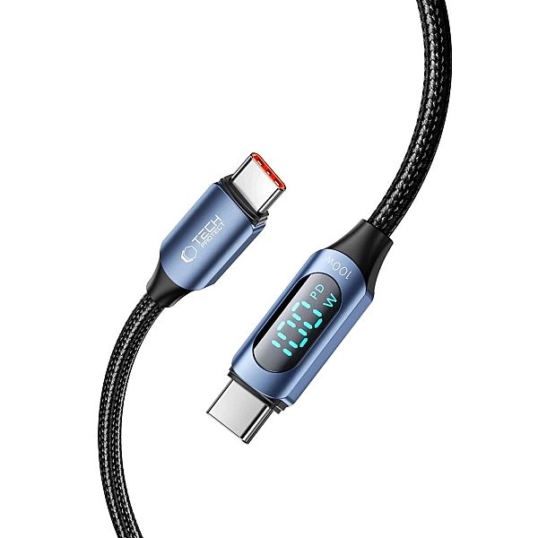 Kabel Tech-Protect UltraBoost z wyświetlaczem LED USB-C / USB-C PD 100