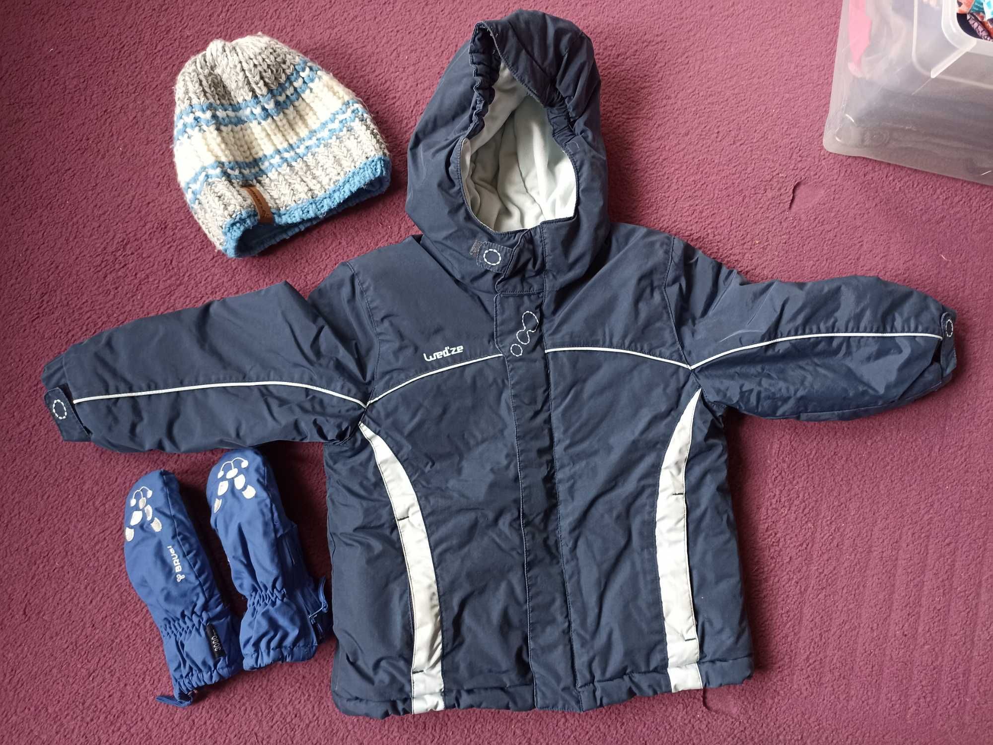 ciepła kurtka zimowa 110-116 plus czapka rękawiczki