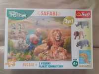 Puzzle Safari + 3 figurki + plakat, nowe