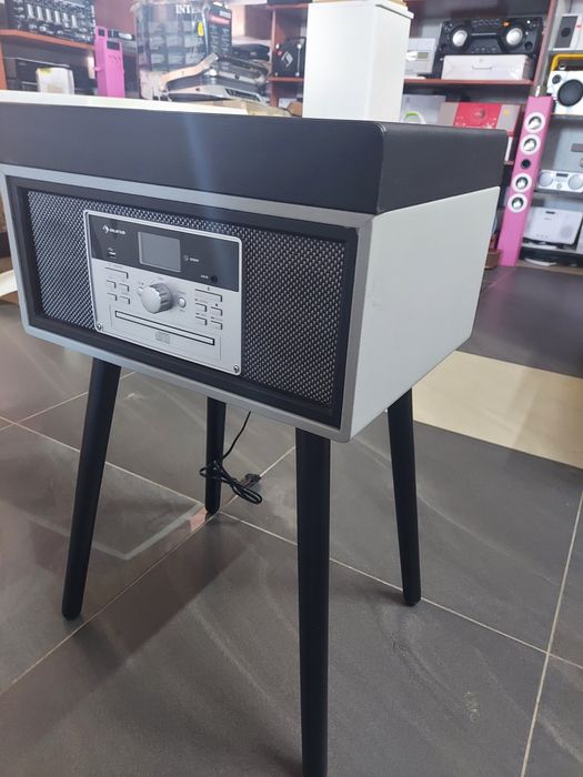 Gramofon w stylu retro na nóżkach szary Auna Mary Ann