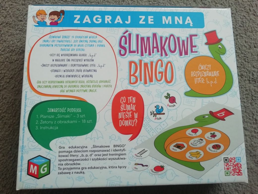 Gra edukacyjna Ślimakowe bingo 5+