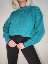 Niebieski oldschoolowy sweter crewneck 90s vintage