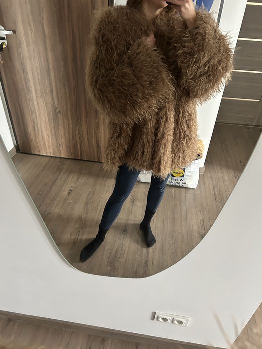 Lumina sztuczne futro futerko plaszcz beżowe camel one size