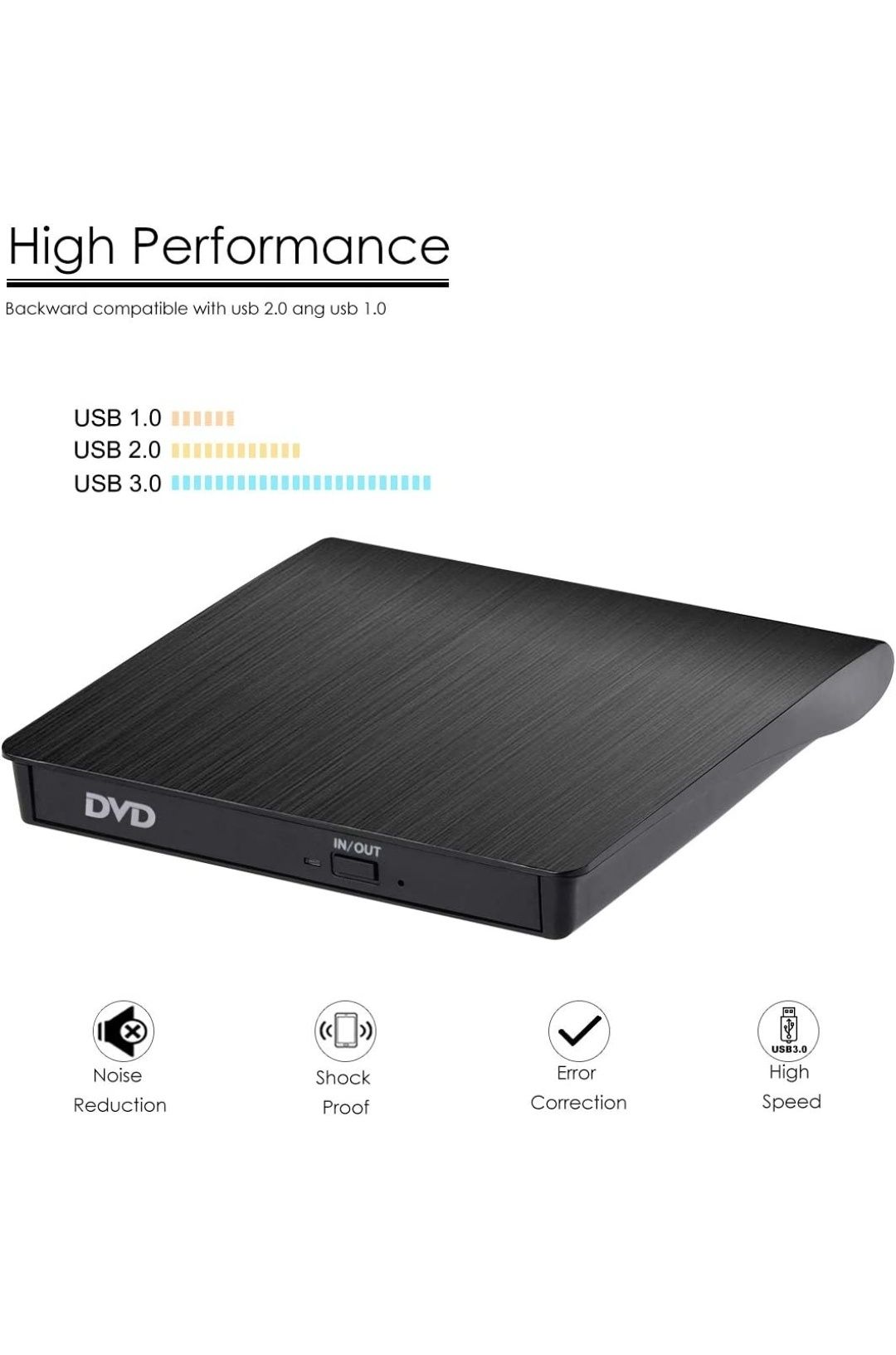 Zewnętrzny Napęd DVD, Łącze USB 3.0, Czarny