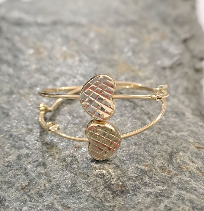 Piękne złote kolczyki koła Serduszka 585 Nowe 2.5 cm