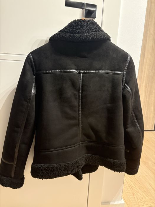Kurtka czarna biker kożuch kożuszek 38 M Zara motocyklowa