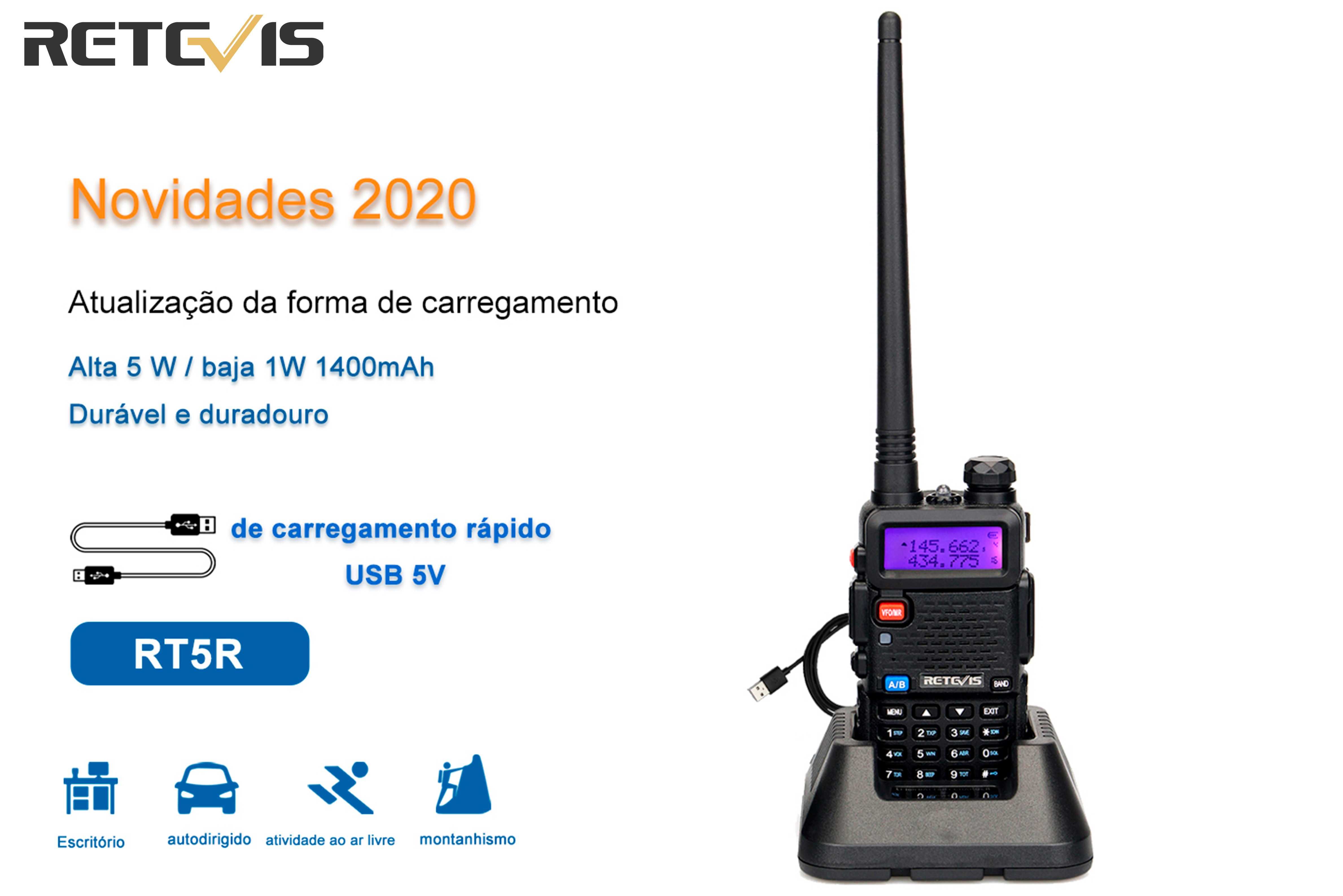 Rádio Retévis RT5R banda Dupla VHF UHF 5wats