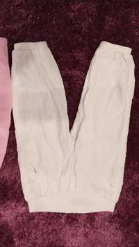 Spodnie ocieplane sztruksy mięciutkie białe 86