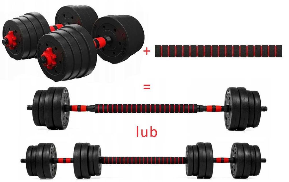 Zestaw hantli 2x15kg hantle 30kg regulowane hantle ze sztangą WA