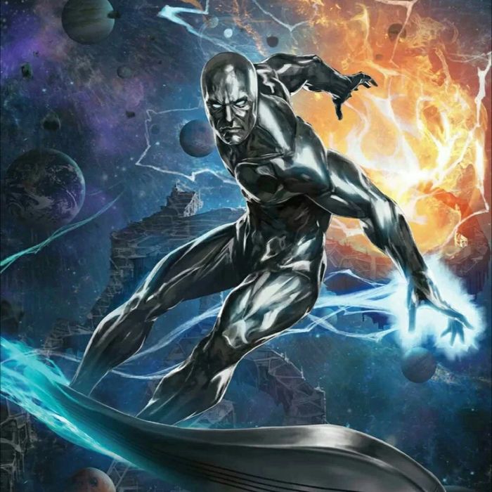 Fato Surfista Prateado Adulto e Criança Silver Surfer Marvel Cosplay