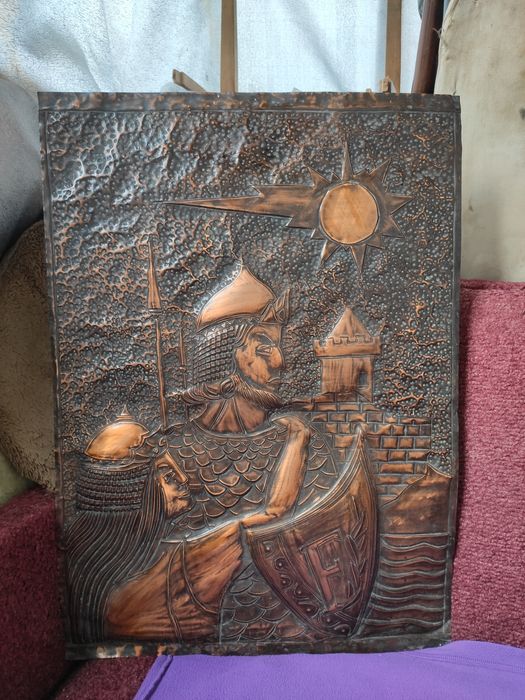 Мідна чеканка "Воїн" 42*59 см, раритет