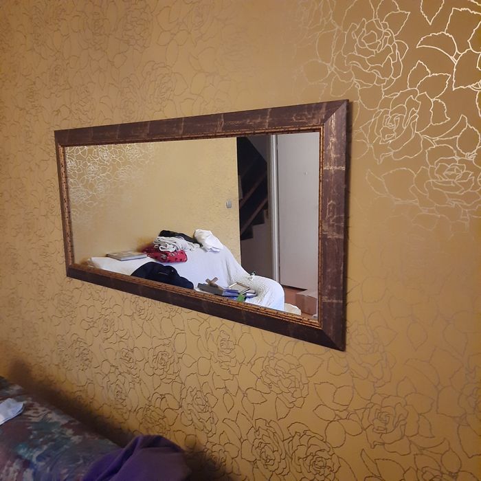 Lustro 120x56 brązowo zlota rama