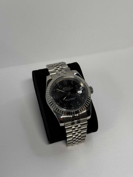 Zegarek Seiko Mod Datejust Arabic Black Czarny Custom Watch