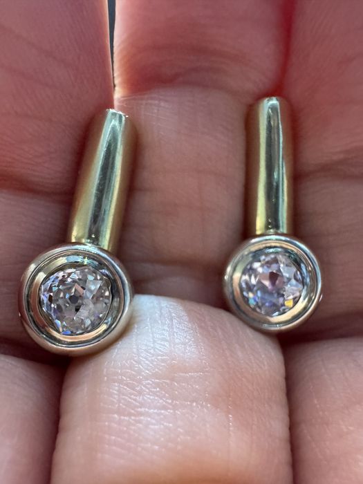 Золотые серьги с бриллиантами  алмазы 56 царизьм 1ct