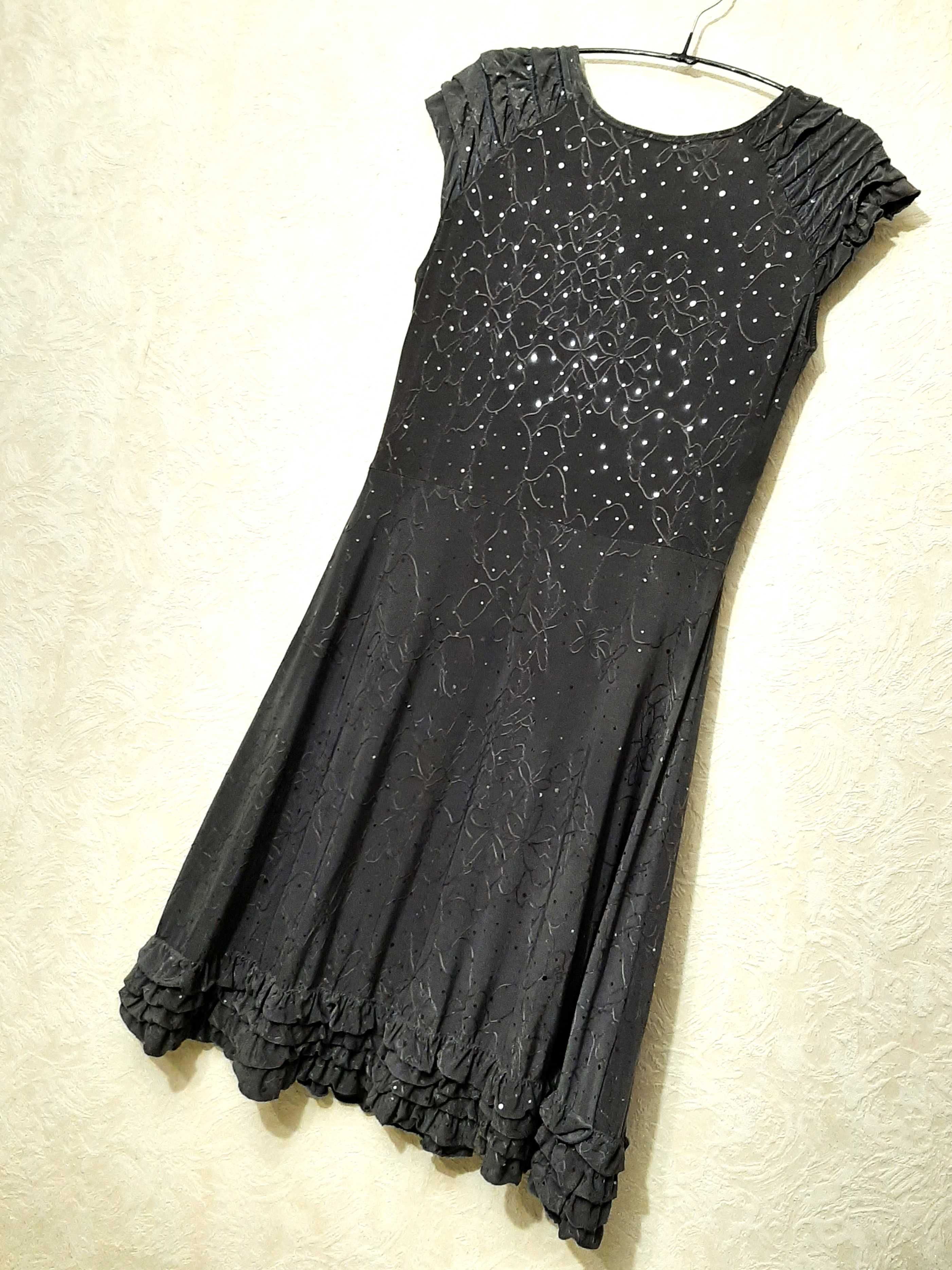 Плаття сіре розширене стрейч трикотин +термопаєтки жіноче р46-50 сукня