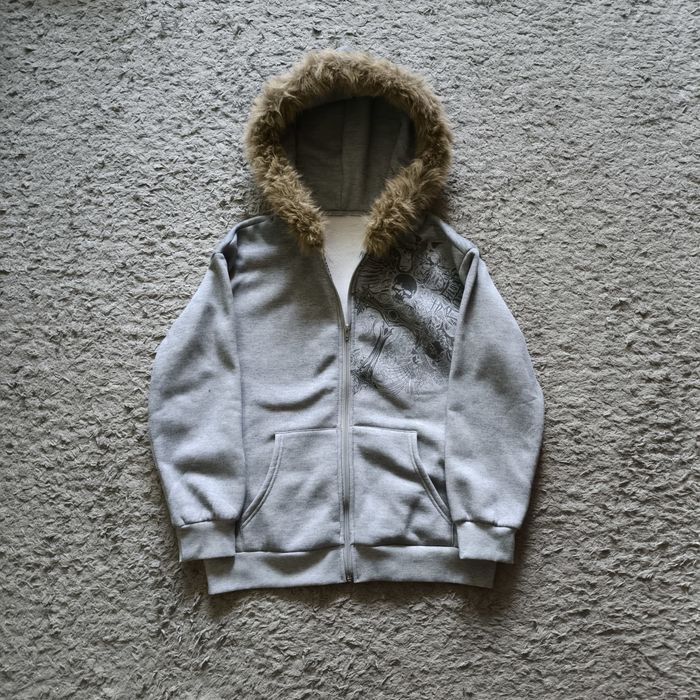зип худи с мехом y2k