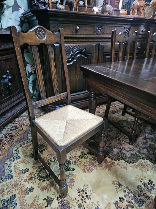 Duża dębowa jadalnia stół 8 krzeseł komoda lustro kredens #1401 Węgrów