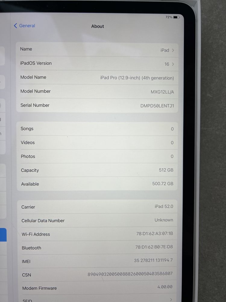 770$ iPad Pro 12.9 2020 (MXAW2) 4th Gen 512GB + LTE