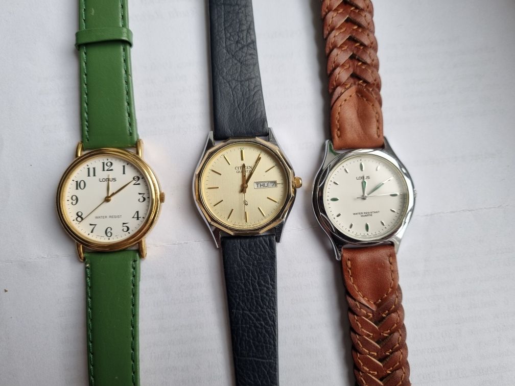 3 zegarki Citizen Lorus vintage