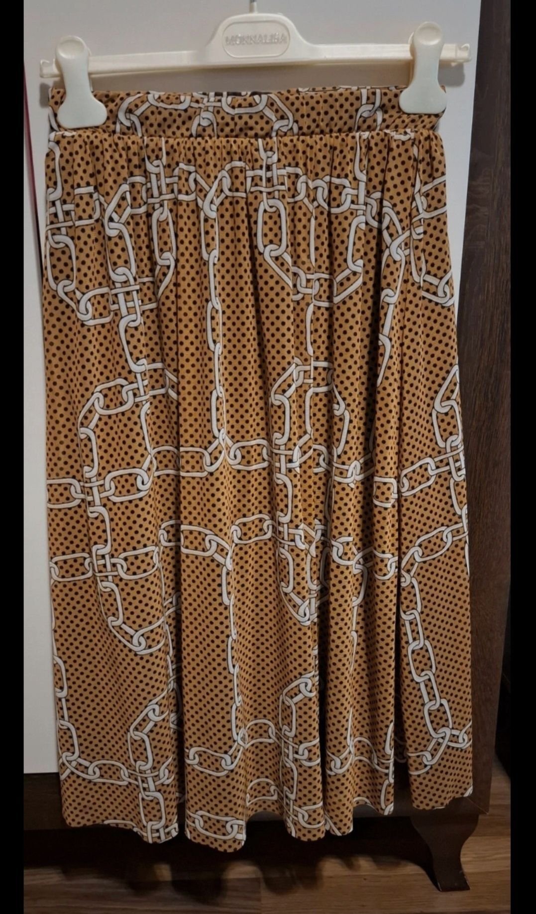 Spódnica midi Reserved 34 xs łańcuchy camelowa
