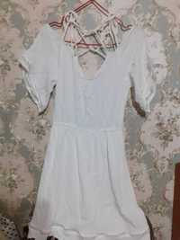 Сукня платье біла з мереживом та переплетом на плечах