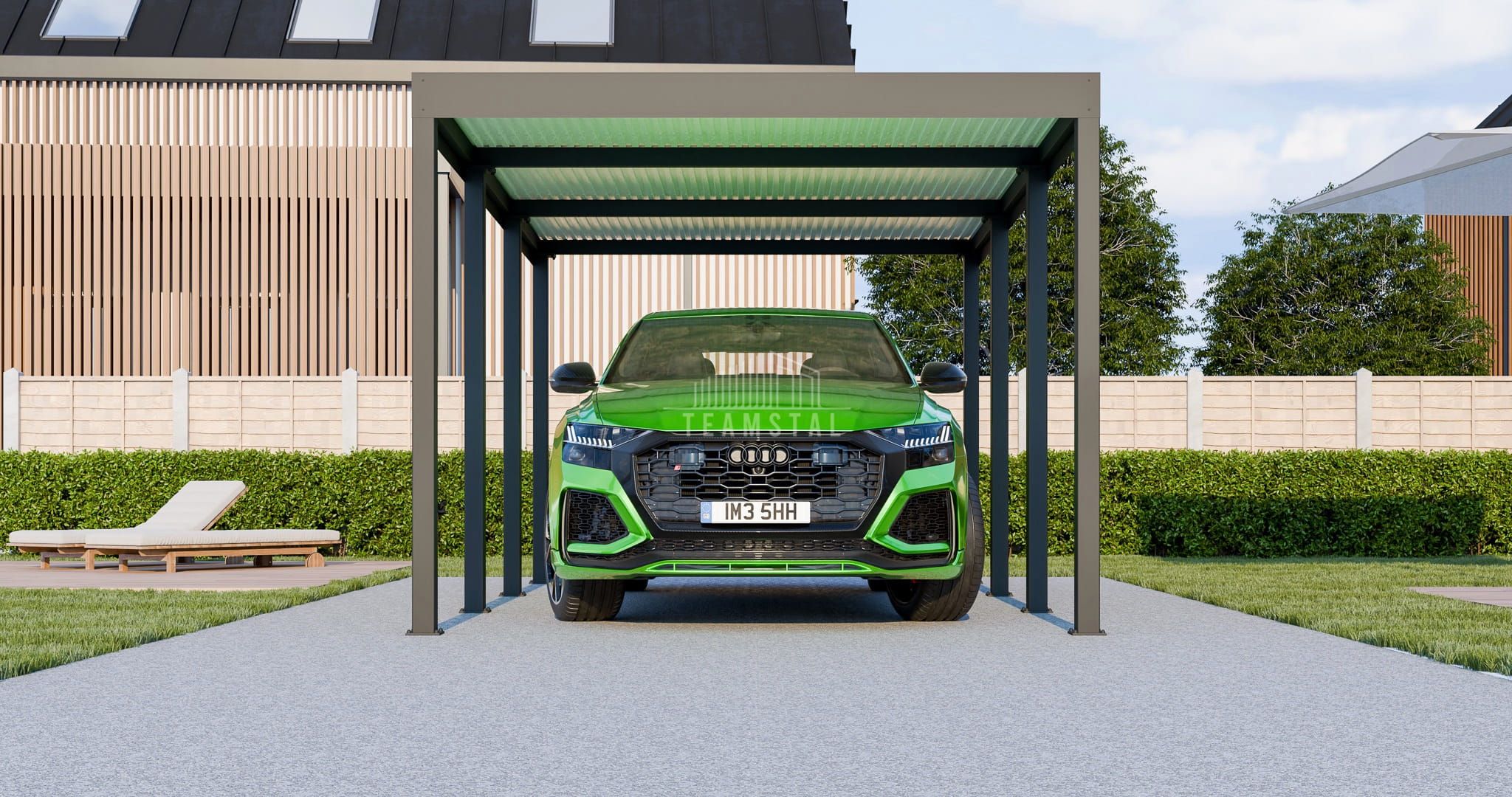 CarPort PREMIUM - Wiata samochodowa 3x5 Antracyt - TS1038