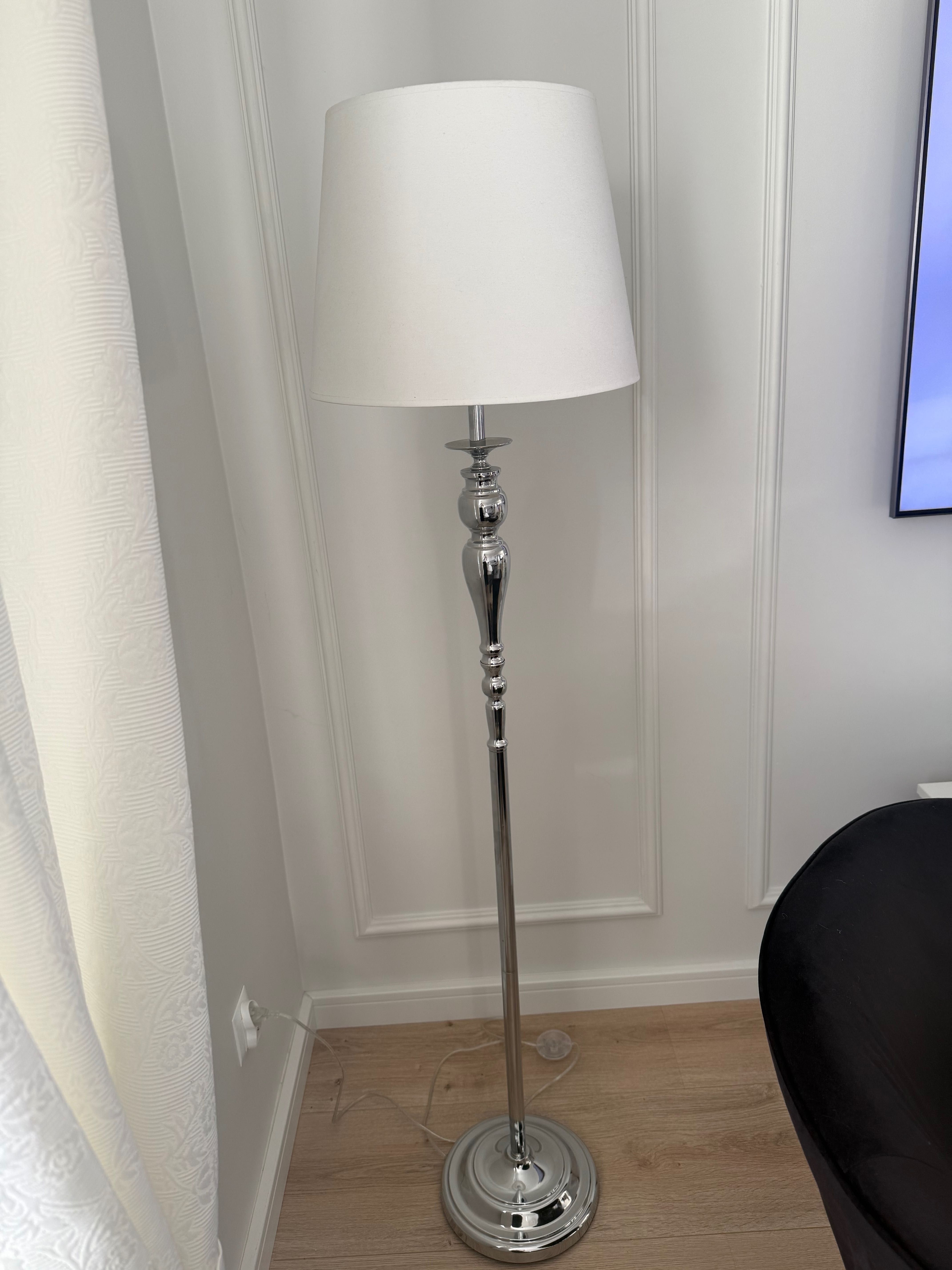 Lampa stojąca srebrna glamour