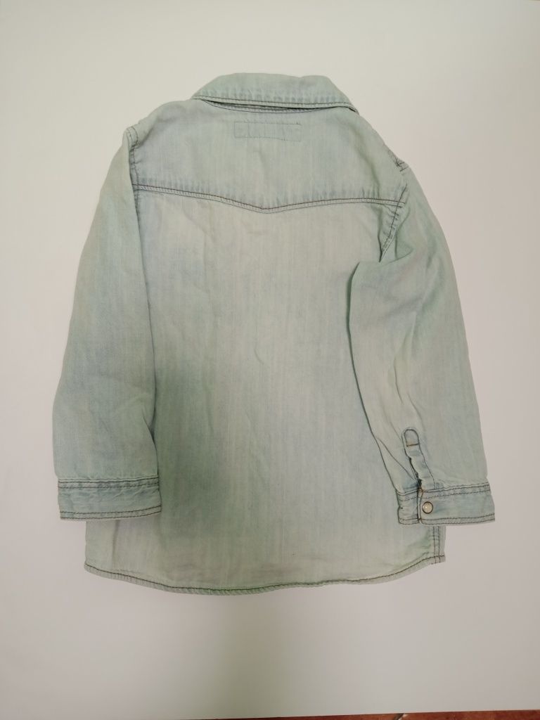 H&M r.104 koszula jeansowa, katana, kurtka.