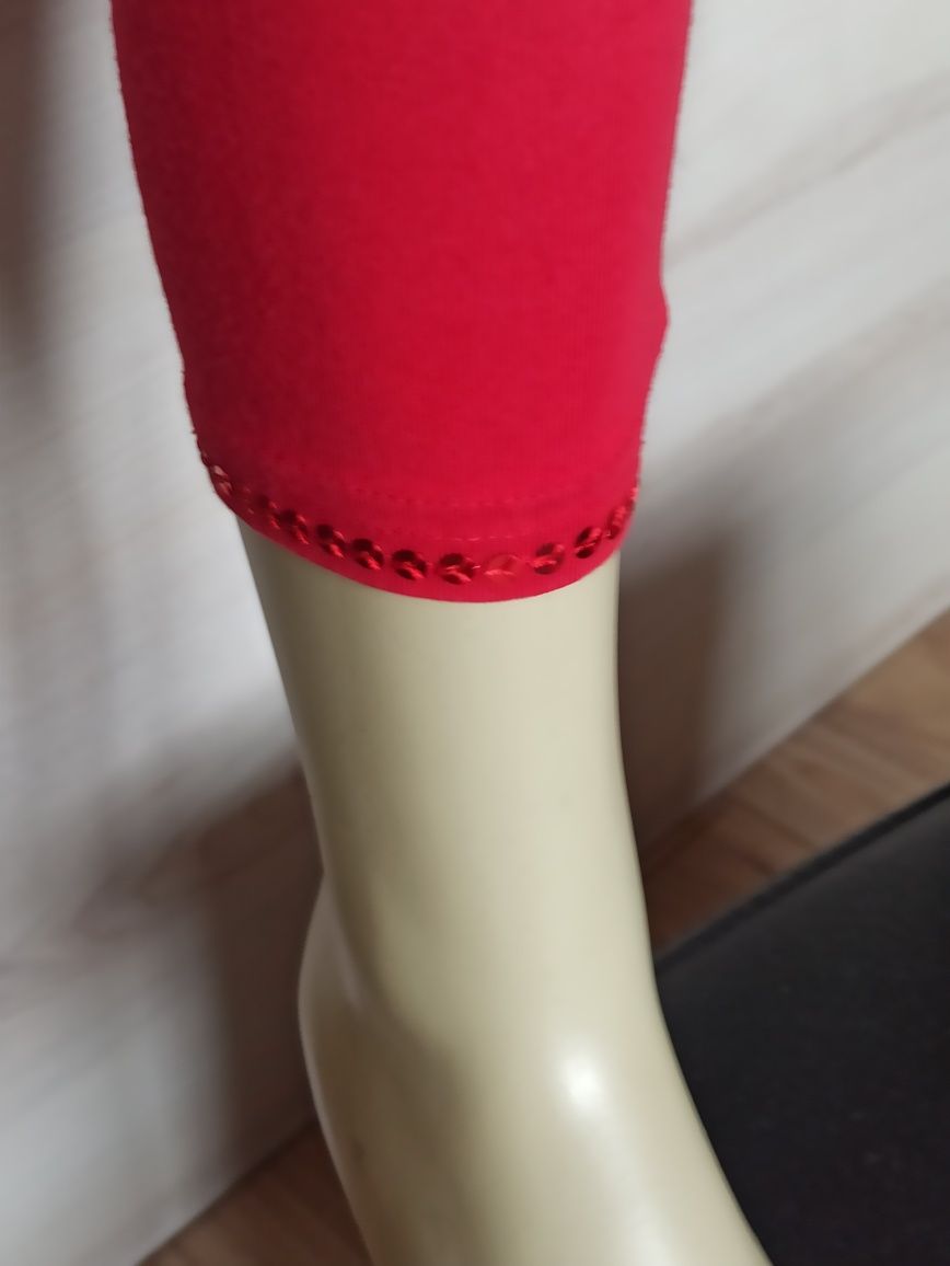 Sg Czerwone getry 116 legginsy 116 getry 3/4 krótkie legg insy