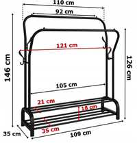 STOJĄCY WIESZAK NA UBRANIA garderoba wieszak podwójny na ubrania buty