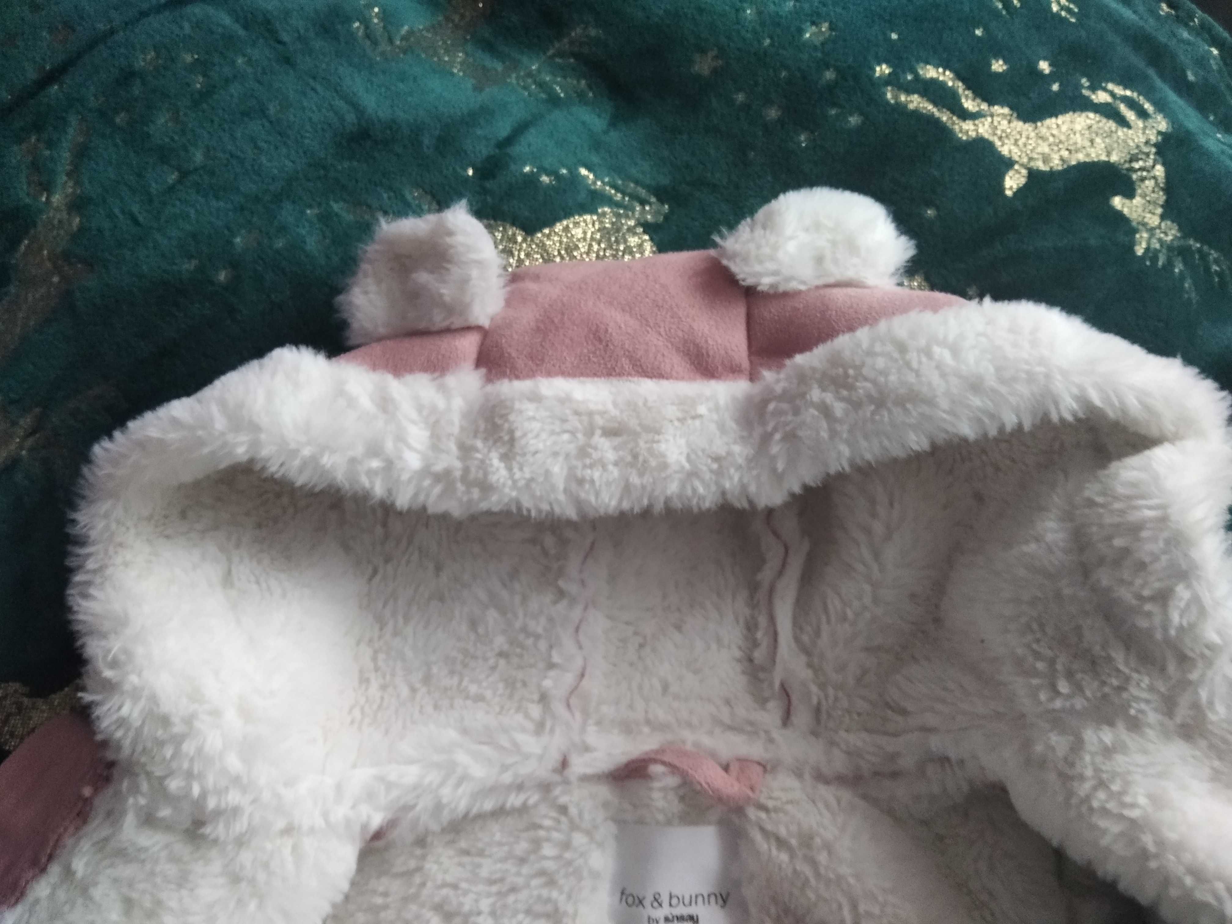 Płaszcz różowy ocieplany niemowlęcy dziewczynka 74