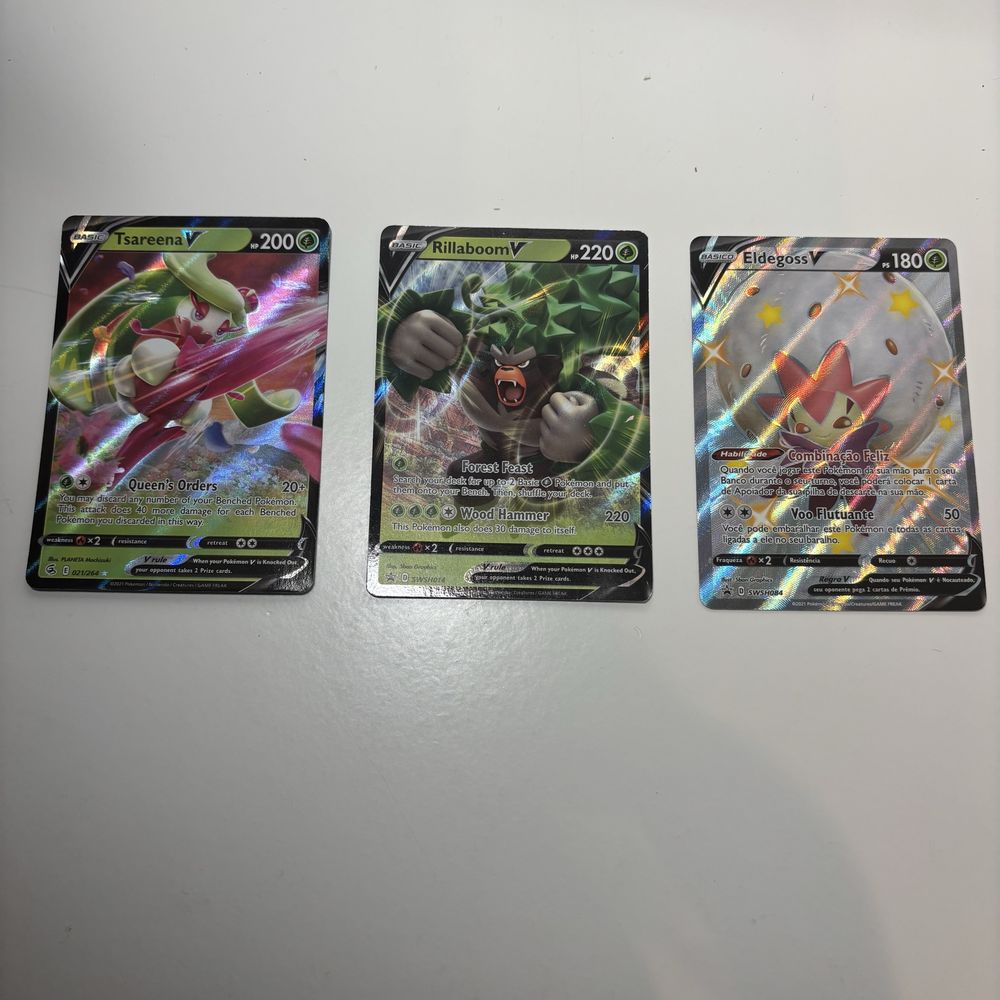 Tsareena v, rillaboom v, eldegoss v