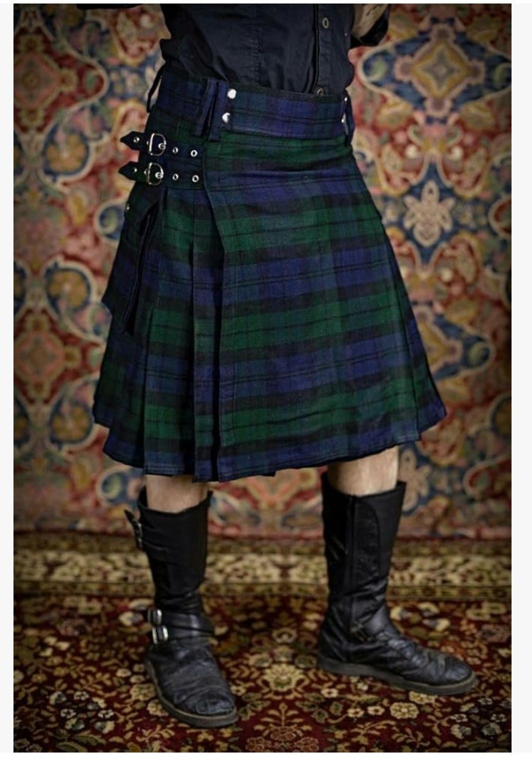 BaronHong Tartan Utility Kilts dla mężczyzn Tartan Kilt z paskami i du