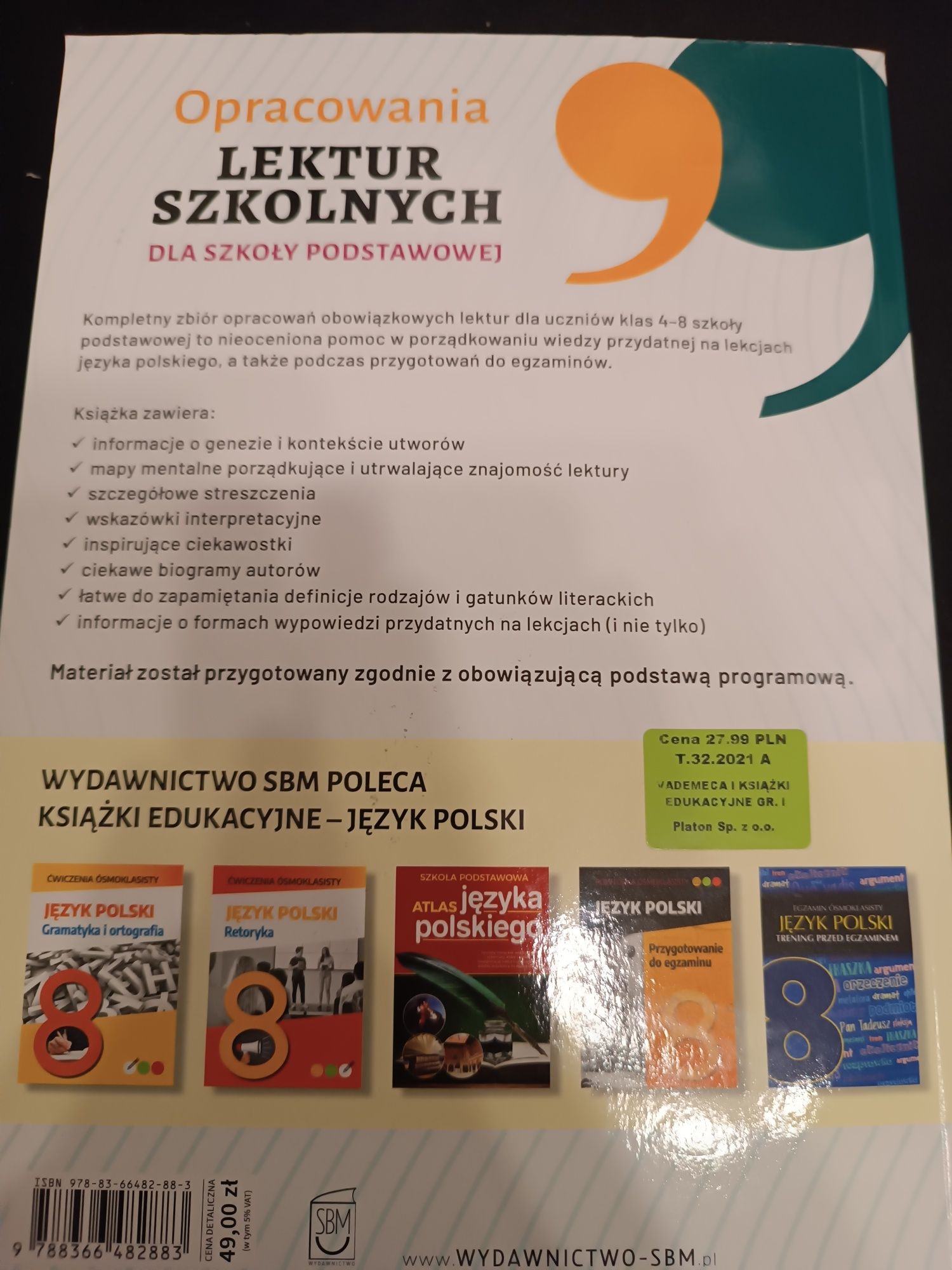 Opracowania lektur szkolnych dla szkoły podstawowej Praca zbiorowa
