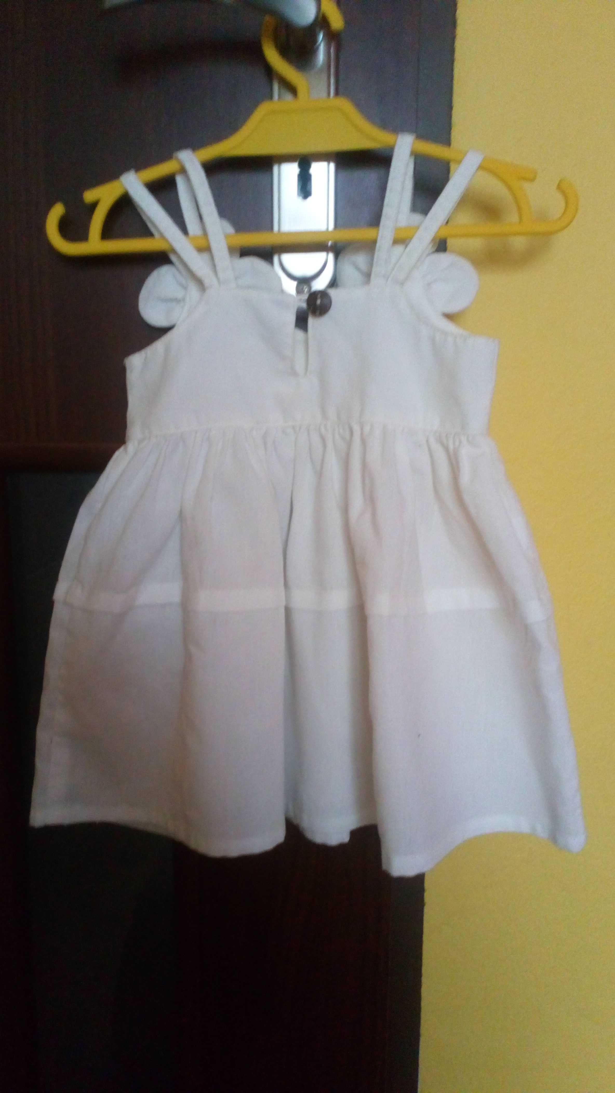 Sukienka letnia niemowlęca biała w słoniki rozmiar około 74-80