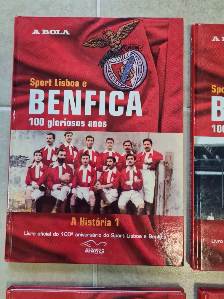 Conjunto 6 livros sobre o Benfica Centenário Edição A Bola