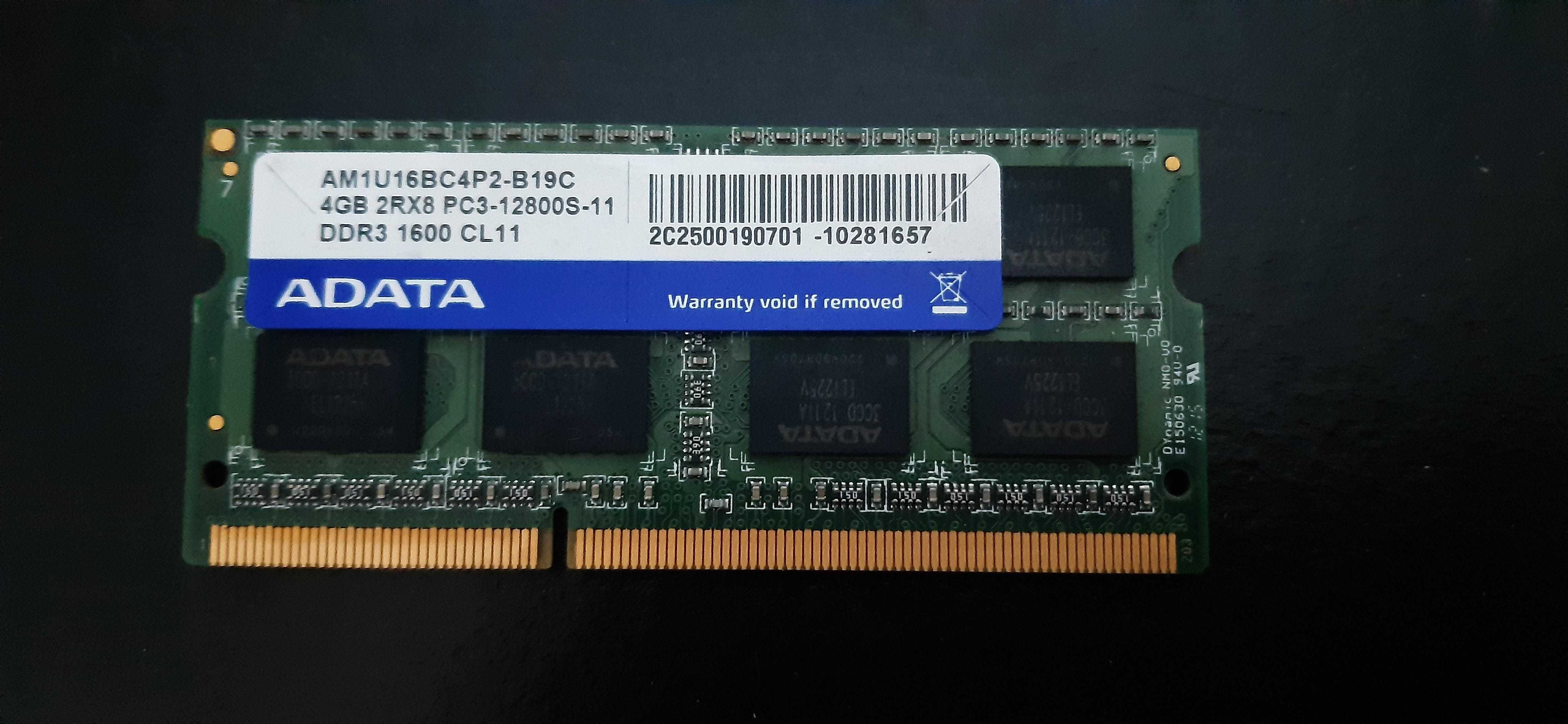 Memoria Ram PORTÁTIL DDR3 DIMM 4GB PC3 12800S 1600MHZ