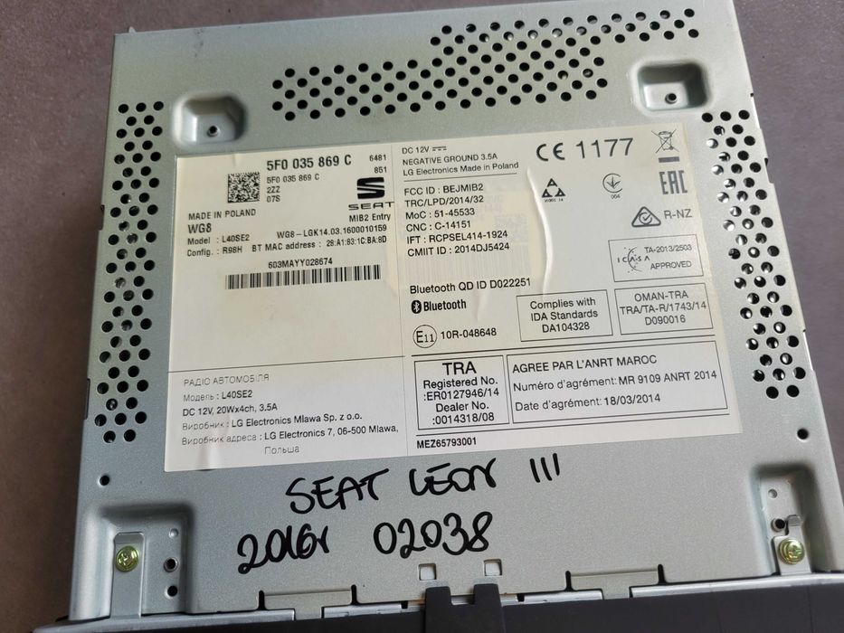 Radio fabryczne Seat Leon III 3 5F 5F0.035.869C
