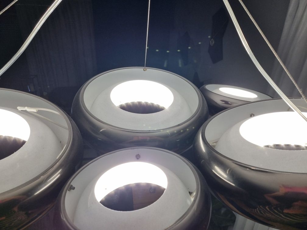 Lampa sufitowa 5 srebrnych pierścienii