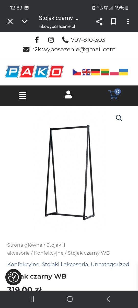 Wieszak sklepowy 80 cm