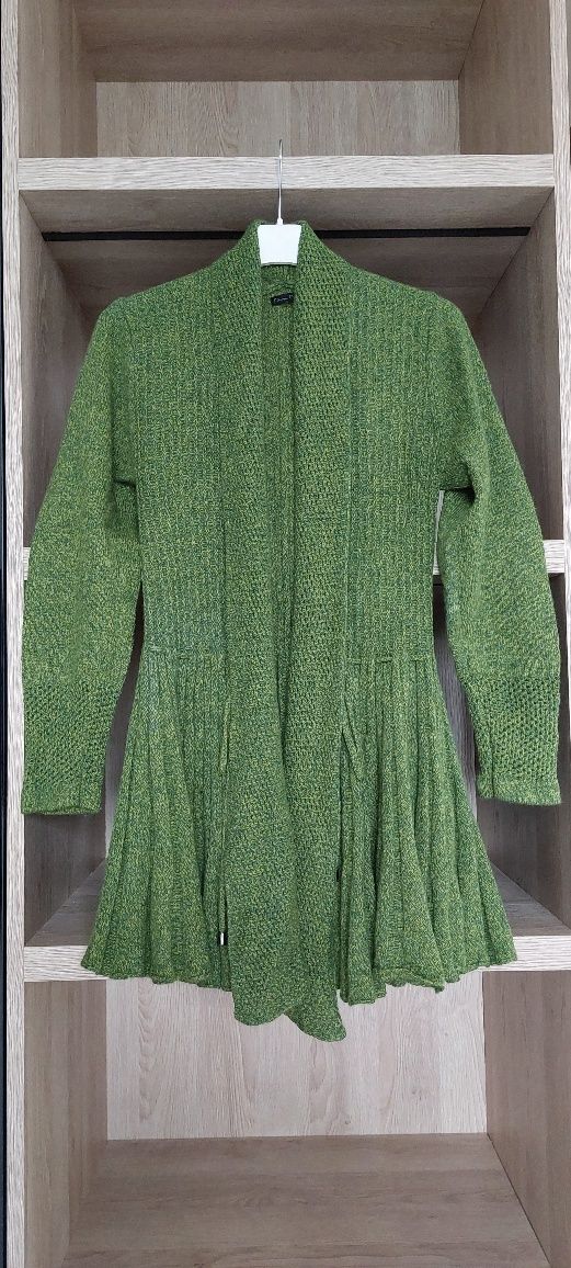 Mira Mia Zielony sweter wiązany kardigan One Size