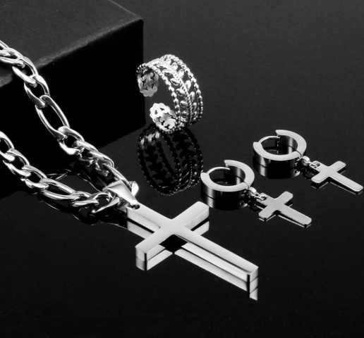 Conjunto Faith - Conjunto de Colar, Brincos e Anel ajustável