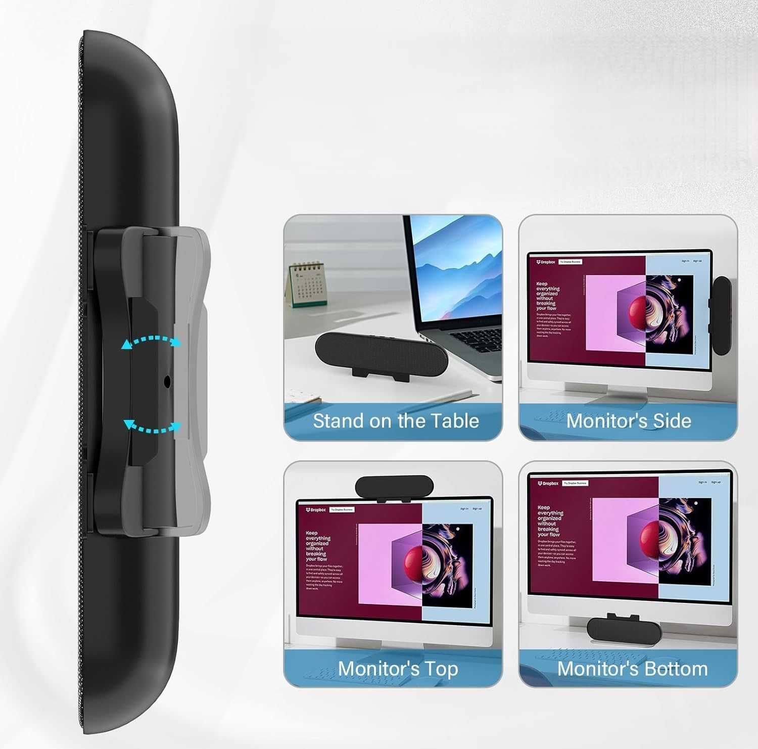 Głośnik komputerowy w adapterem USB-C do USB z klipsem do monitora