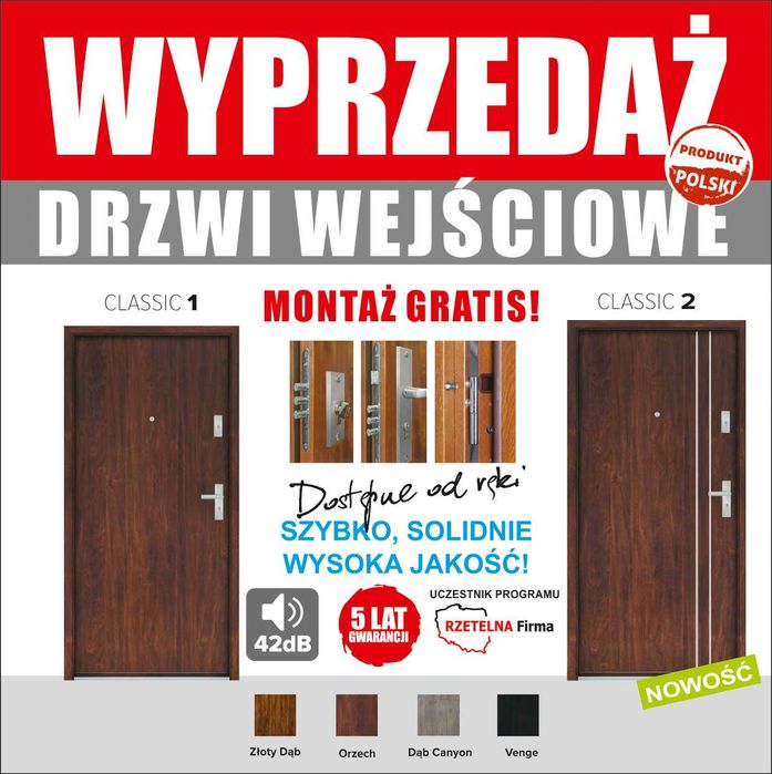 Drzwi zewnętrzne wejściowe do mieszkań w bloku z montażem