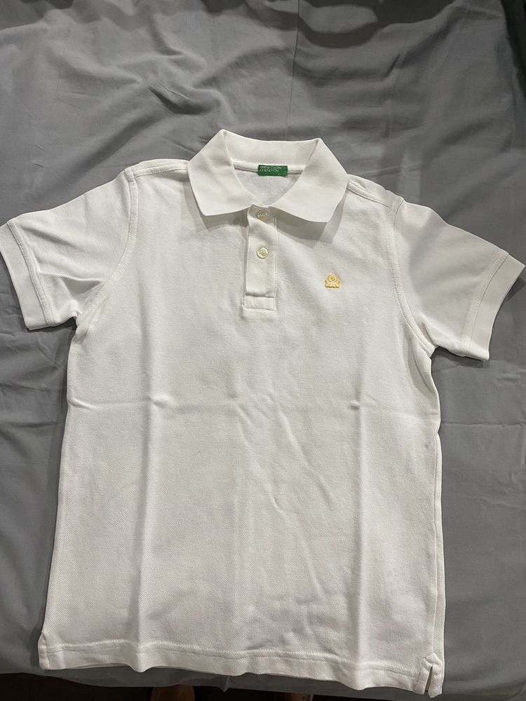 Polo branco Benneton rapaz