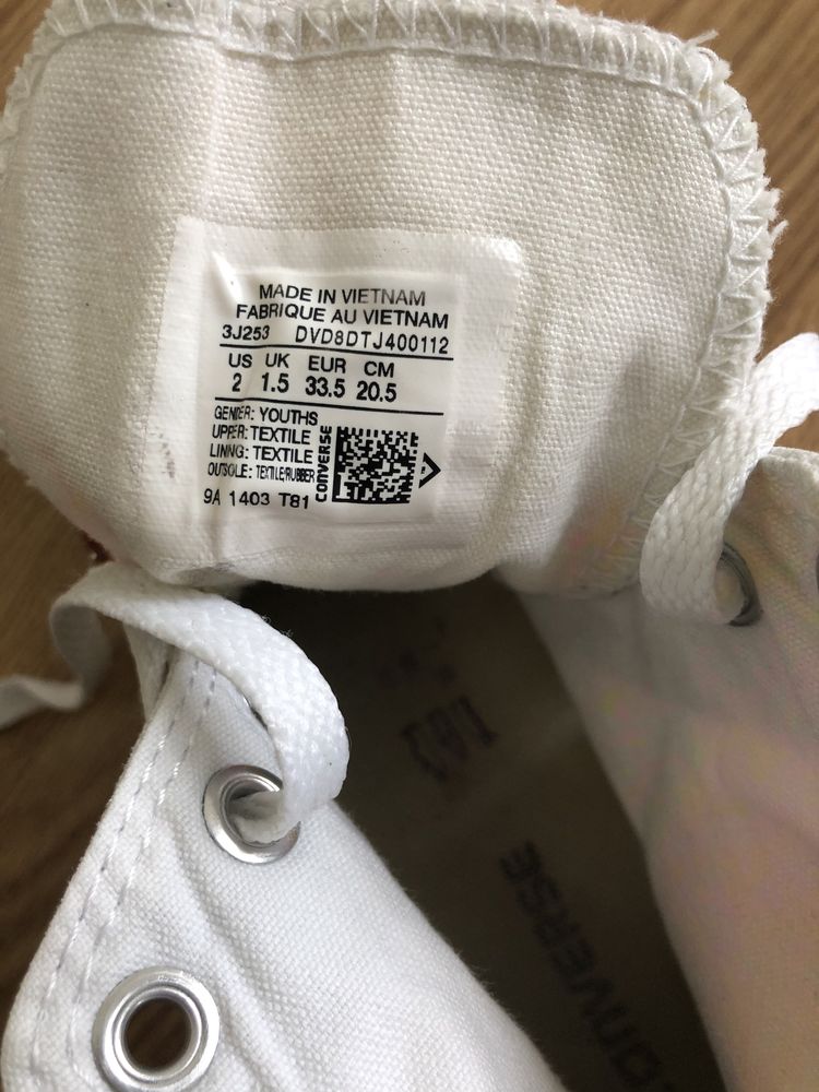 Converse wysokie białe r.33,5