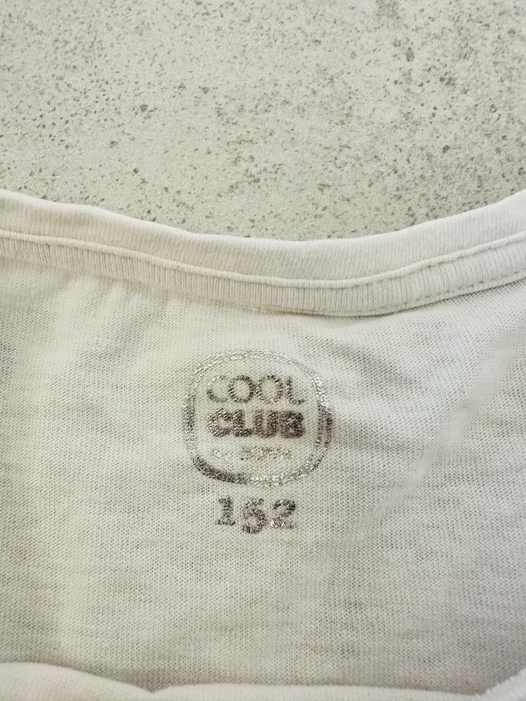 SMYK T-Shirt dziewczęcy z długim rękawem koszulka 152 biały cool club