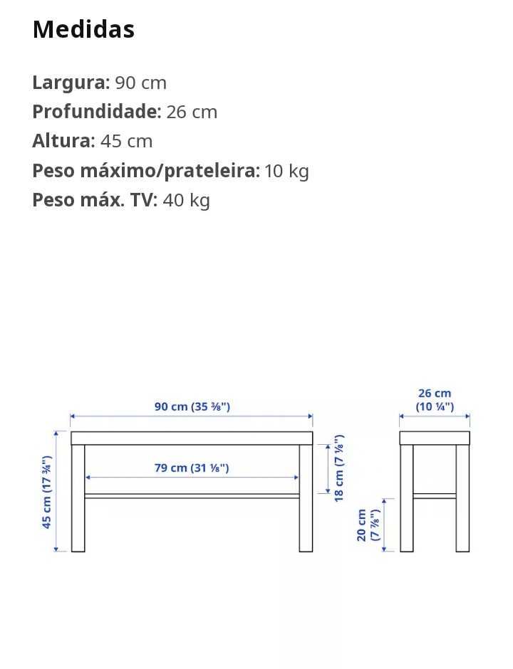 LACK Móvel TV 90x26x45 cm IKEA