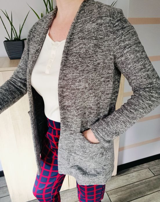 Kardigan, narzutka, długi sweter, r. 36